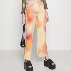 Milk It Urban Outfitters Tan Red Orange Haze Effect Coyote Cutoff-Waist Jeans 32